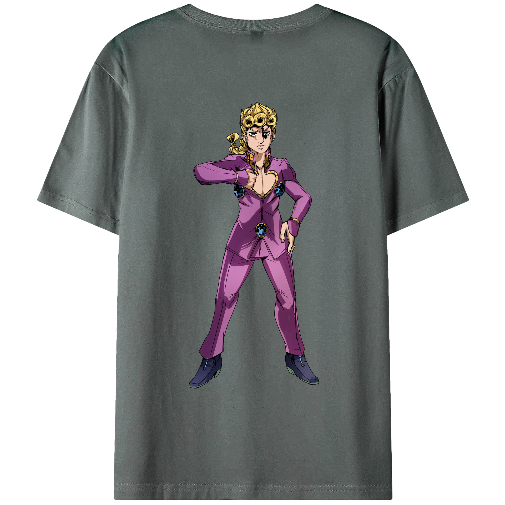 （画像用） ジョジョの奇妙な冒険 ジョルノ?ジョバァーナ JoJo's Bizarre Adventure Giorno Giovanna 綿100％ メンズ半袖Tシャツ（バックプリント） 通気性